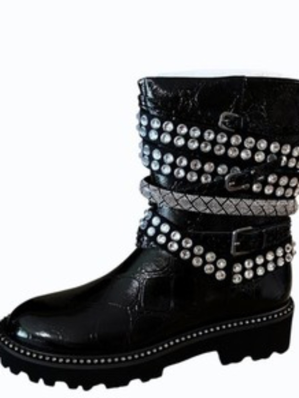 Kurt Geiger Womens Crystal Embellished Multistrap Black Boot Size 8
